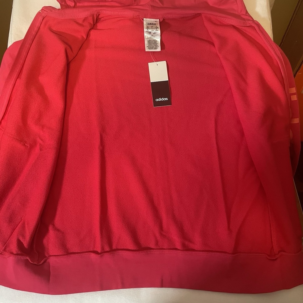 NWT Adidas Women's Essential Linear Hoodie, Power Pink Size Small - Picture 4 of 7